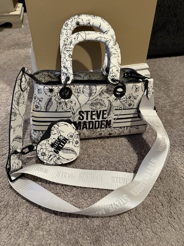 Steve Madden Viral Floral Brosa top handle satchel & mini heart coinpurse New