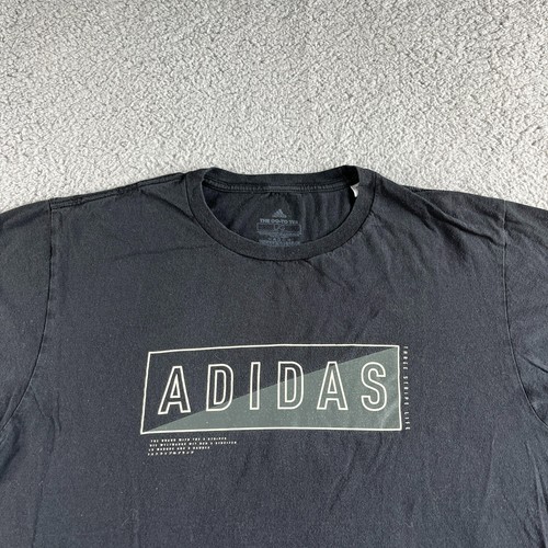ESSENTIALS Adidas T Shirt Mens Large Black Graphic The Go To Tee Logo Casual Outdoor Sports