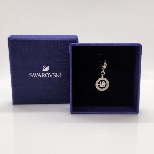 Ciondolo charm Swarovski numero 18 compleanno ciondolo bianco rodiato