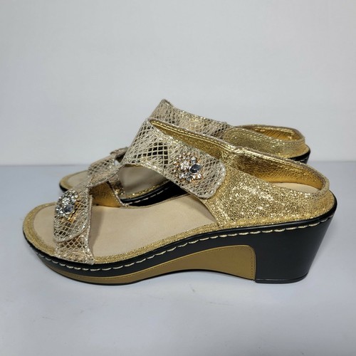 ALEGRIA Algeria PG Lite Gol Unity Dressy Wedge Sandals Rhinestone Accents 7