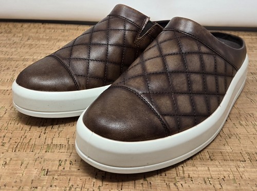Ecco Soft 9 II Quilted Mule Shoes Womens 11 11.5 Brown Leather Slip On Casual