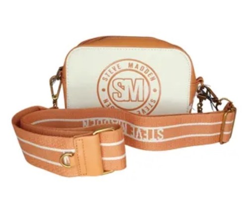 Steve Madden Natural Canvas Orange Small Crossbody Bag purse Brand New oldck