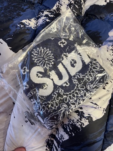 Supreme Bandana Big Logo Beanie FW 2024 (Week 16) Blue Brand New DS SHIP FAST