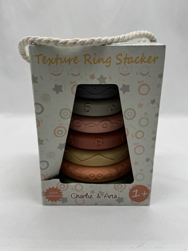 Charlie & Aria Texture Ring Stacker Baby Toy 100% Silicone 8pcs NIB