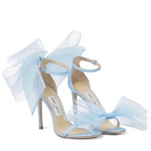 JIMMY CHOO COUTURE New Jimmy Choo Blue Aveline 100 Bow trimmed Sandals $1 195 37.5