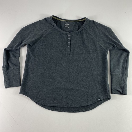 THE NORTH FACE North Face Henley Pullover Womens Large Gray Long Sleeve Raglan Shirt Outdoor