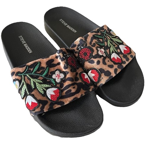 Sandali bassi Steve Madden fiori leopardati plantare slide rockabilly donna 9