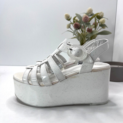 Circus By Sam Edelman Go cinturino alla caviglia plateau bianco glitter donna US 8