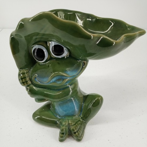 Apropos Home Collection Ceramic Clay Yoga Pose Frog Soap Holder Trinket Dish