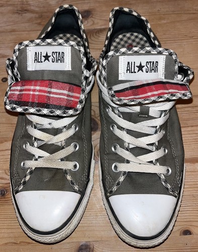 Converse All Star Double Tongue Low Top Trainers  Green   Women’s UK 8
