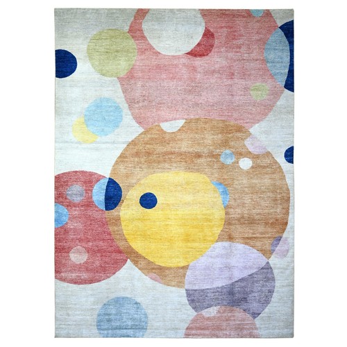 10'x13'9" Colorful The Circles Design Wool Hand Knotted Oriental Rug R74288