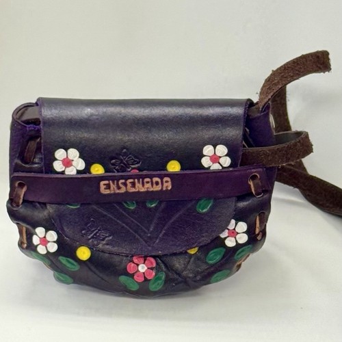 HARDGRAFT Ensenada Handcrafted Kids Coin Purse Genuine Brown Leather Hand Painted Mexico