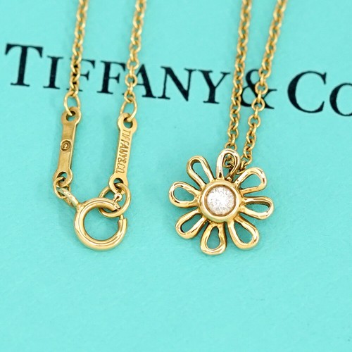 Collana Tiffany & Co. fiore margherita diamante 0 05 ct 16" 18k YG Picasso originale con scatola