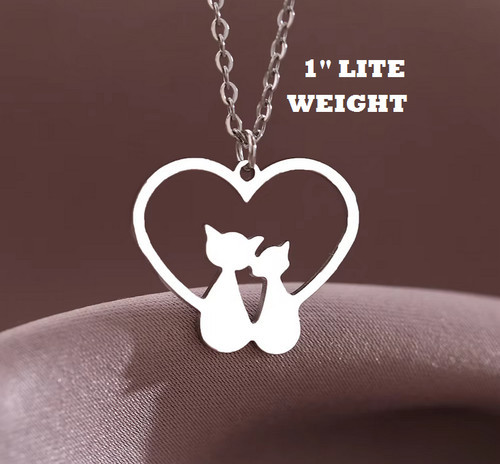 CHROME HEARTS Ciondolo ciondolo CATTO GATTINO CUORE AMORE su collana argento sterling 925 18" donna