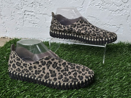 Ilse Jacobsen Tulip Slip On Black Leopard Cheetah Size 39 8.5 9