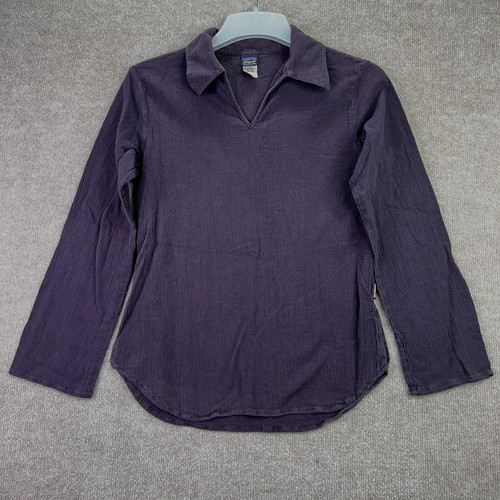 Patagonia Shirt Womens Size 6 Purple Textured Cotton Collar Long Sleeve 53306