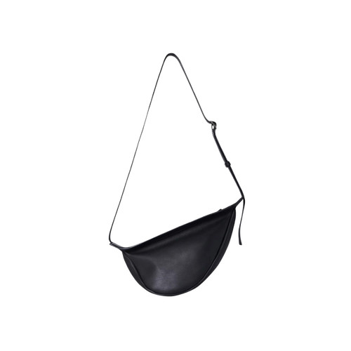 The Row Small Slouchy Banana Bag in Leather Black