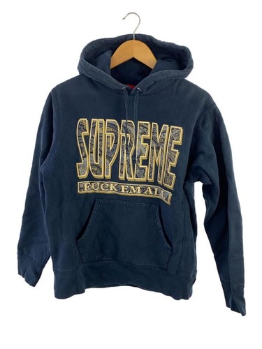 Supreme Hoodie S Cotton Navy Print 101837 U