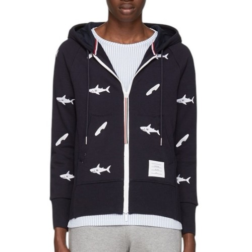 Thom Browne RARE Shark Surfboard Embroidered Navy Blue Hoodie size XL size 4