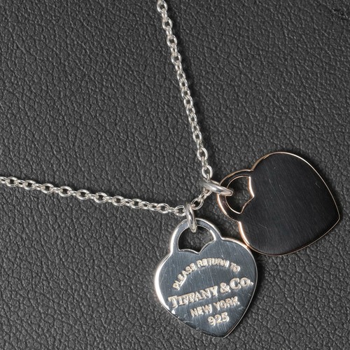 TIFFANY & CO. TIFFANY&Co. Collana Return to Double mini etichetta cuore Silver925 Rubedo meta...