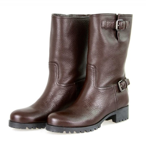 LUSSO STIVALETTI PRADA SCARPE 3U5785 MARRONE PELLE NUOVI