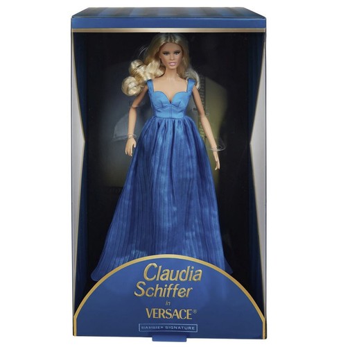 Bambola firmata Claudia Schiffer Barbie top model in abito Versace scatola nuova!