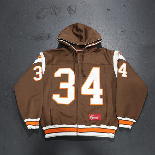 Supreme Football Zip Up Hoodie (Brown)