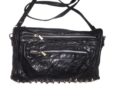 BONIA Borsa pochette a tracolla BONA PARTE in pelle nera dettaglio borchie