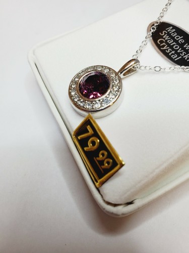 Collana Cristalli Da Alone Swarovski In Sovrapposizione Rodio Ametista Febbraio