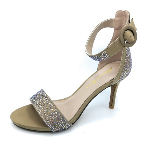Alma en Pena V18242 satin bronze rhinestone ankle strap sandal size 7cm