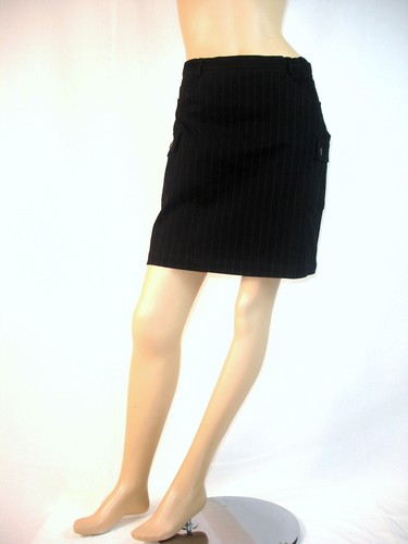 THE ROW Borgofiori Black Pinstripe Short Skirt Made in Italy Straight Tube Evening...