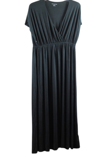 Amazon Essentials Black Women's Maxi Dress V Neck Elastic Waist 1X 038