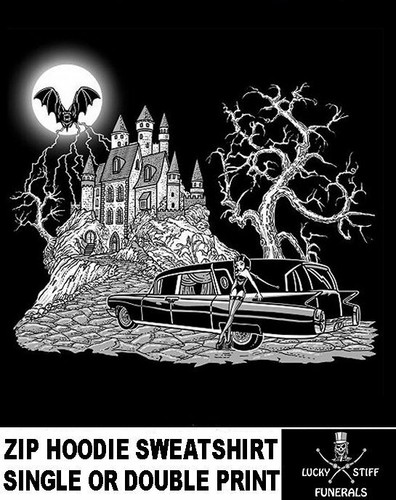 PALACE Vampire Castle Sexy Gothic Girl Bat Hearse Funeral Skull Zip Hoodie Sweatshirt