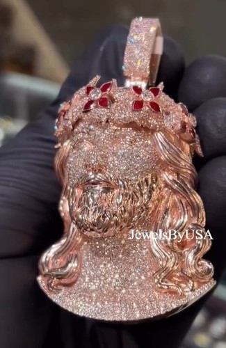 VETEMENTS OMAGGIO Ciondolo Argento 925 Dorso Soild Diamante Simulato FACCIA DI GESESE RELIGIOSO