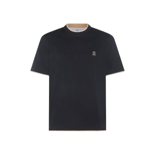 Brunello Cucinelli Embroidered Logo T Shirt Black
