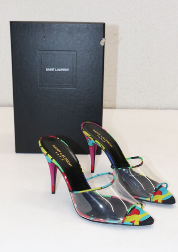 YSL Saint Laurent Flower Lolita Transparent Heels EU 39.5 US 9.5