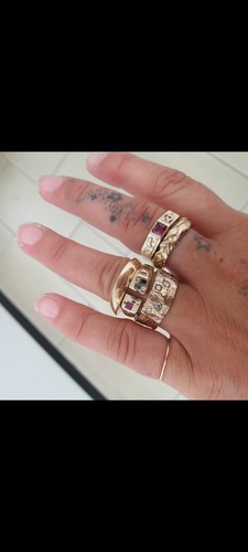 Lucy Folk 9 Ct Yellow Gold Cartouche Ring With Ruby