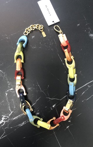 COACH Collana Catena Designer Signature C Link Resina Oro Colore Grossa