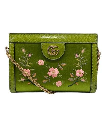Gucci Off white floral chain shoulder bag 602676 Green U