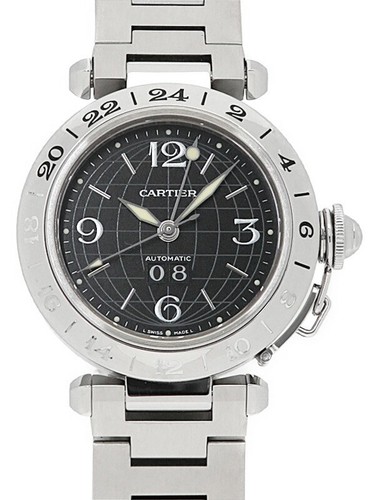 CARTIER Pasha C Meridian Big Date W31049M7 Black Unisex U Watch #6129