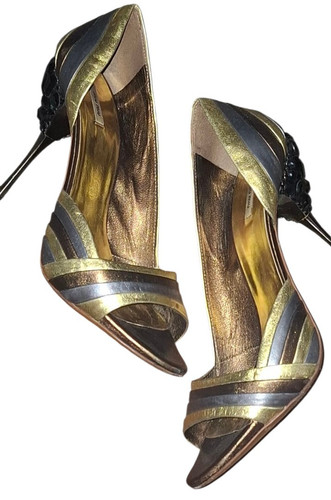 Sandali MIU MIU multicolore in pelle con cristalli metallizzati misura 37 5 in offerta