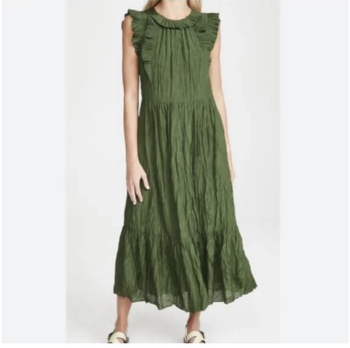 VETEMENTS Abito midi Sea New York Tess con volant verde taglia 6