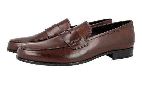 Mocassini Prada Penny slipper scarpe da lavoro   2DC223   marrone   nuovi   10 44
