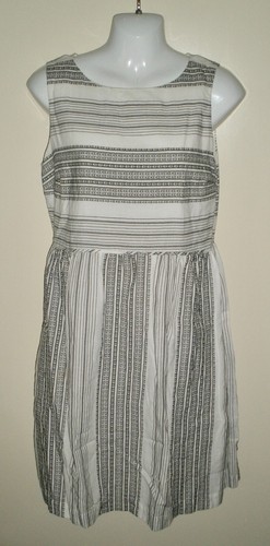 VETEMENTS #941 prendisole Ann Taylor LOFT taglia 6 grigio panna righe foderato cotone Pasqua