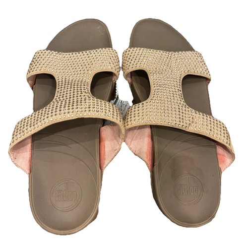 Fitflop Rhinestone Marli Slide Sandal Beige Vintage G Women’s Size 9