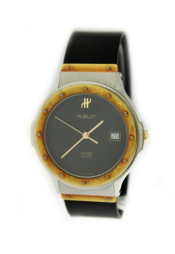 Hublot MDM 1523.3 36mm 18k G Stainless Steel Black Dial Date Quartz Watch