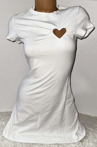 SKIMS SAN VALENTINO COTONE JERSEY CUORE MINI ABITO "NEVE" MEDIUM NUOVO CON ETICHETTE