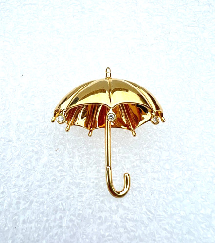 TIFFANY & CO. MAGNIFICENT TIFFANY & CO 18K YELLOW G DIAMOND UMBRELLA BROOCH WITH BOX
