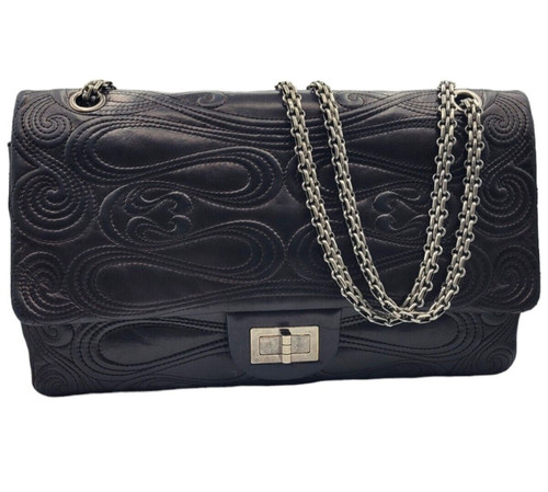 Chanel Reissue 226 Flap Handbag Scroll Stitching Gunmetal Chain Strap Large