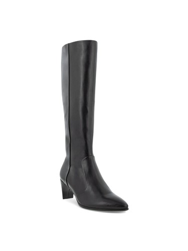 ECCO Womens Black Zipper Accent Shape 45 Pointed Toe Block Heel Leather Boots 37